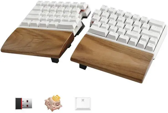 Main image of NocFree Lite: Wireless Ergonomic Split Mechanical Keyboard with Poron Foam RGB Palm Rest, Hot Swappable, Compact 60% Layout, PBT Keycaps Programmable for Mac & Windows(Silent, New Premium Version)