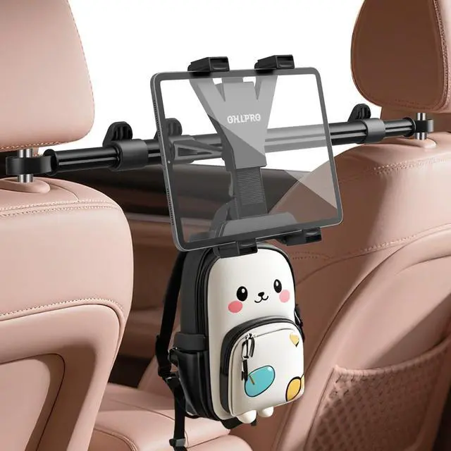 Main image of OHLPRO Car Headrest Tablet Holder - [Adjustable Arm 14.96"-27.55"] [Lockable] Car Back Seat iPad Mount, Road Trip Essentials for Kids, for 7-11" Tablets, iPad Air Mini Pro, Galaxy Tab