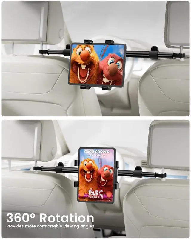 Alt view image 5 of 5 - OHLPRO Car Headrest Tablet Holder - [Adjustable Arm 14.96"-27.55"] [Lockable] Car Back Seat iPad Mount, Road Trip Essentials for Kids, for 7-11" Tablets, iPad Air Mini Pro, Galaxy Tab