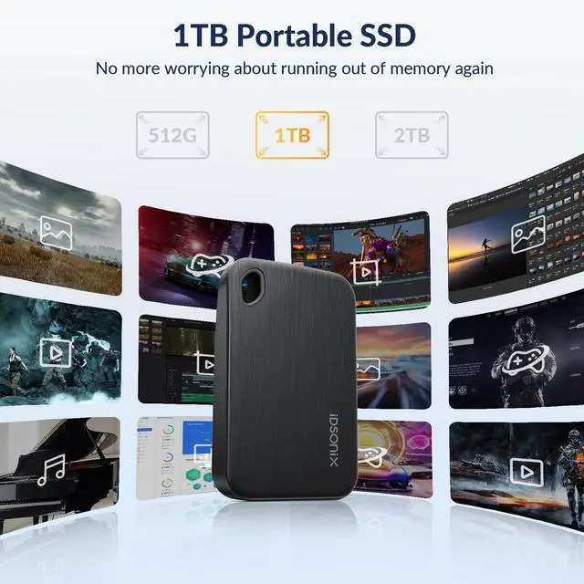 Alt view image 5 of 5 - iDsonix 1TB External SSD, Portable Hard Drive USB 3.2 GEN 2x2 up to 2000MB/s, Portable SSD USB C External Solid State Drive for Xbox, PS5, PC, Laptop, Mac, Desktop, Tablet and Camera, i20