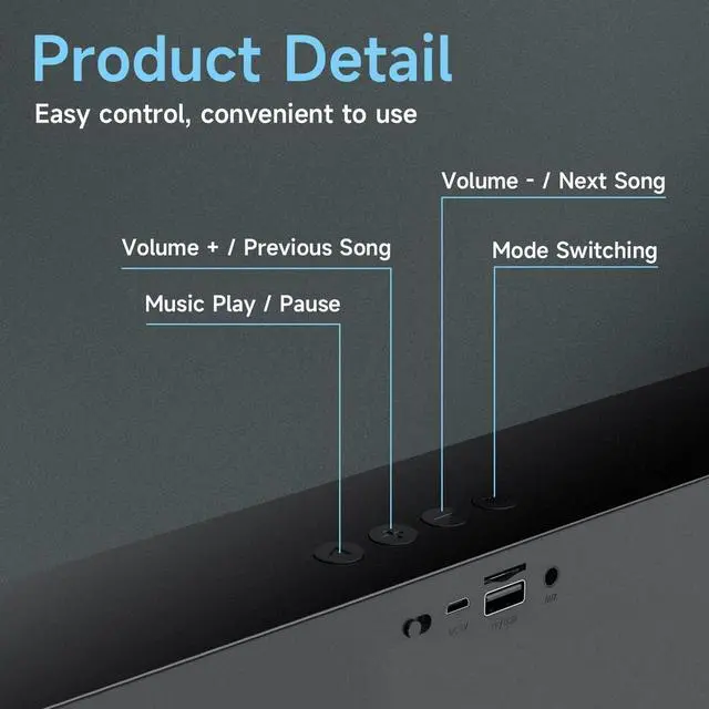 Alt view image 3 of 5 - HI-PLANX Speakers with Phone Holder,Stereo Sound Bar Laptop Speaker for Desktop/Laptop/PC/Pad/Cellphone, Colorful Gradient Lighting Soundbar, USB Desktop Speaker Plug and Play