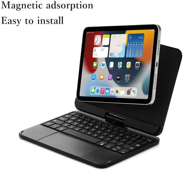 Alt view image 2 of 5 - SOUYOYIHI Magnetic 360 Rotating iPad Mini 7 A17 Pro/iPad Mini 7th 6th Generation Keyboard Case Touchpad 7 Colors Backlit Keyboard Rotatable Folio Keyboard Case (Black)