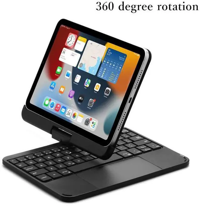 Alt view image 3 of 5 - SOUYOYIHI Magnetic 360 Rotating iPad Mini 7 A17 Pro/iPad Mini 7th 6th Generation Keyboard Case Touchpad 7 Colors Backlit Keyboard Rotatable Folio Keyboard Case (Black)