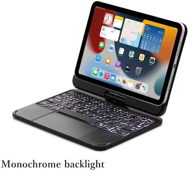 Alt view image 5 of 5 - SOUYOYIHI Magnetic 360 Rotating iPad Mini 7 A17 Pro/iPad Mini 7th 6th Generation Keyboard Case Touchpad 7 Colors Backlit Keyboard Rotatable Folio Keyboard Case (Black)