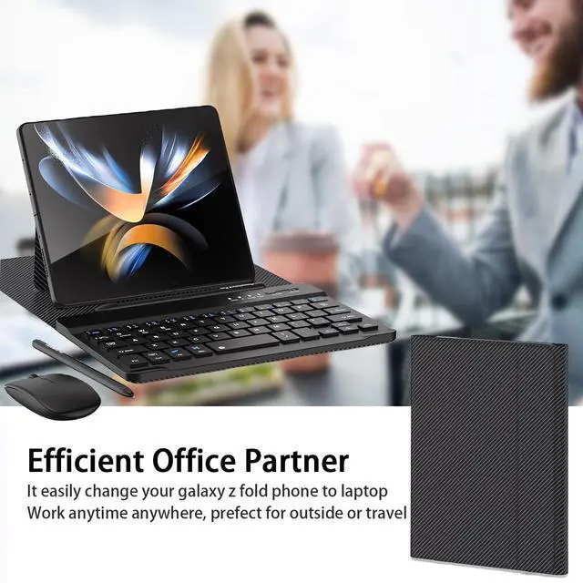 Alt view image 5 of 5 - for Samsung Galaxy Z Fold 7 6 5 Keyboard and Mouse, Portable Mini 7.9 inch Bluetooth Keyboard with Leather Case and Capacitive Pen, 4 in 1 Set for Z Fold7 6 Accessories