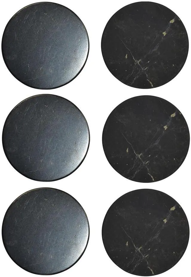 Main image of Shungite World 6 pcs Shungite Stickers Set Round 40 mm Polished and Unpolished (3 of Each) for Cell Phone Case Tablet Laptop Computer - Energy Shungite Stones Protection Plate with Carbon Fullerenes