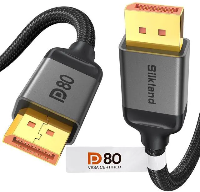 Main image of Silkland 80Gbps DisplayPort Cable 2.1 6.6FT [VESA Certified], [8K@240Hz, 4K@540Hz 360Hz 240Hz] DP 2.1 Cable 16K, DP80 HDR DSC Display Port Cord Compatible FreeSync Gaming Monitor 5090 7900XTX, S1334