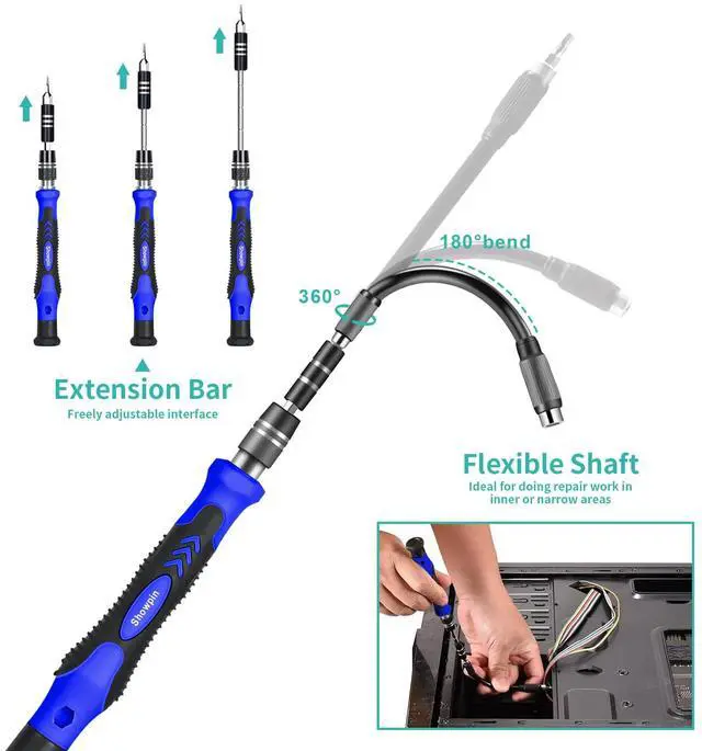 Alt view image 3 of 5 - SHOWPIN Electronics Precision Screwdriver Set: Computer Tool Kit with 120 Megnatic Bits and 2-in-1 Screen Removal Replacement Tool