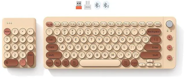 Main image of Meetion Gamer Portable Bluetooth Colorful Computer Keyboards, Wireless Spilt Ergonomic Keyboard with Separate Numeric Keypad, Mini Numeric Keypad for Accountants/Left-Handed User,Creamy