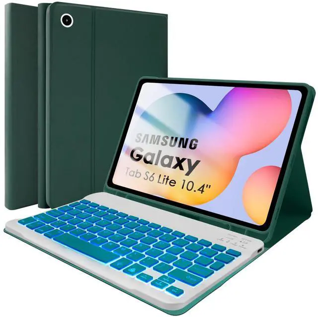 Main image of SOPPY Backlit Keyboard Case for Samsung Galaxy Tab S6 Lite 10.4 Inch 2024/2022/2020(SM-P620/P624/P610/P613/P615/P619), Rechargeable Detachable Wireless S6 Lite, Slim Keyboard Case, Dark Green