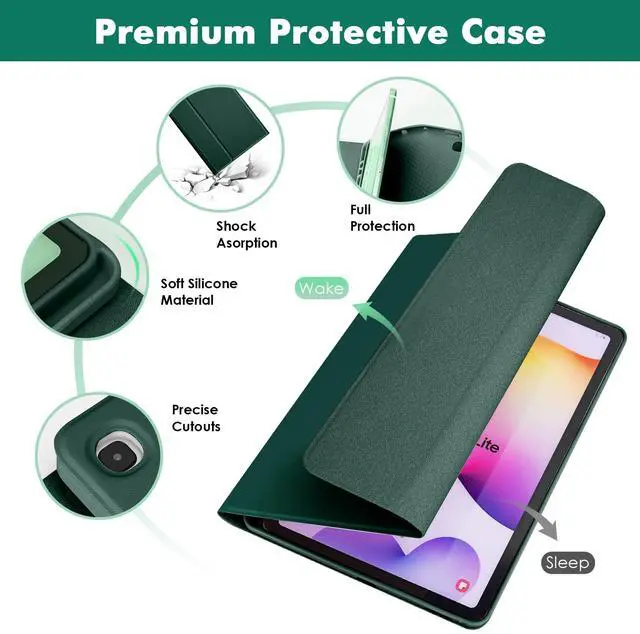 Alt view image 5 of 5 - SOPPY Backlit Keyboard Case for Samsung Galaxy Tab S6 Lite 10.4 Inch 2024/2022/2020(SM-P620/P624/P610/P613/P615/P619), Rechargeable Detachable Wireless S6 Lite, Slim Keyboard Case, Dark Green