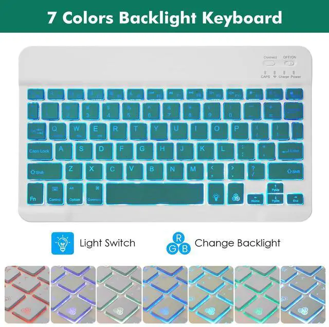 Alt view image 4 of 5 - SOPPY Backlit Keyboard Case for Samsung Galaxy Tab S6 Lite 10.4 Inch 2024/2022/2020(SM-P620/P624/P610/P613/P615/P619), Rechargeable Detachable Wireless S6 Lite, Slim Keyboard Case, Dark Green