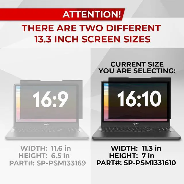 Alt view image 3 of 5 - SightPro Magnetic Laptop Privacy Screen 13.3 Inch 16:10 - Removable Computer Privacy Filter Shield and Protector