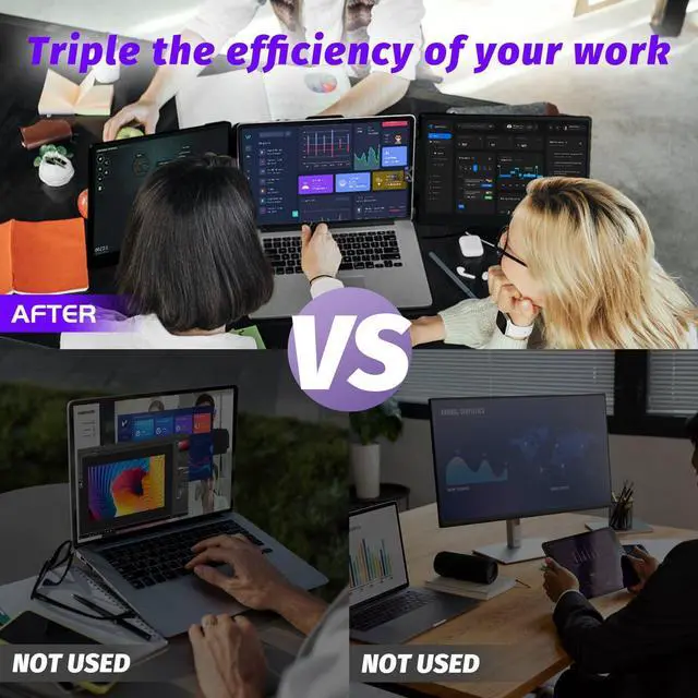 Alt view image 4 of 5 - SIUT Laptop Screen Extender Monitor Portable - 14 inch IPS FHD 1080P Extended Dual Monitor for 13"-17" Laptops Type-C/HDMI/USB-A Compatible with Windows Mac Travel Work