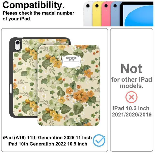 Alt view image 2 of 5 - Supveco Case for iPad (A16) 11th Generation 11 inch (2025),iPad 10th Generation 10.9 inch (2022) with Pencil Holder-[Auto Wake/Sleep],Premium Folio Stand Case with Soft TPU Back Cover-