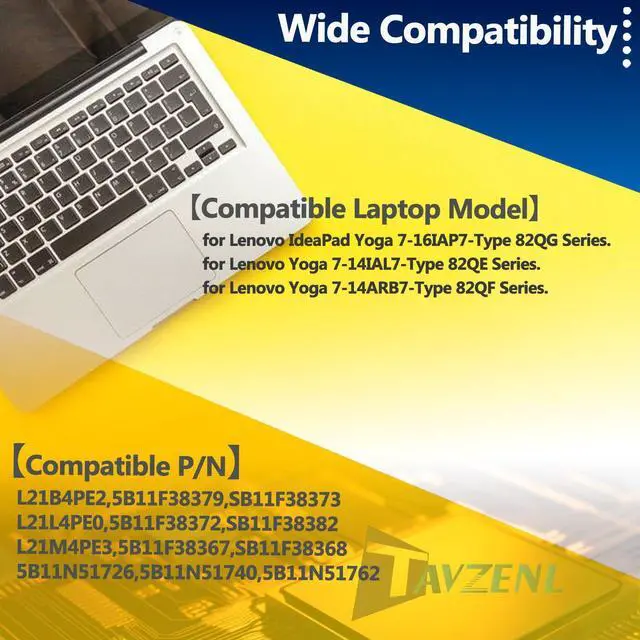 Alt view image 5 of 5 - TAVZENL L21B4PE2 71Wh Battery Replacement for Lenovo IdeaPad Yoga 7-16IAP7 Type 82QG 7-14IAL7 Type 82QE 7-14ARB7 Type 82QF Series L21L4PE0 L21M4PE3 15.36V 4623