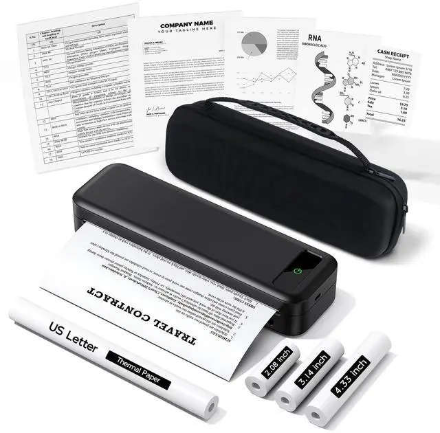 Alt view image 2 of 5 - TATTMUSE Portable Thermal Printer Set with Carry Case & 200 Sheets 8.5" x 11" US Letter Thermal Paper
