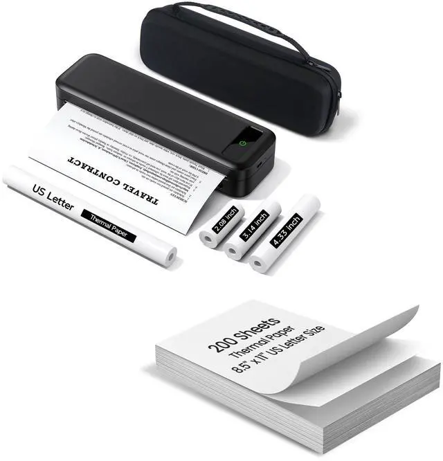 Main image of TATTMUSE Portable Thermal Printer Set with Carry Case & 200 Sheets 8.5" x 11" US Letter Thermal Paper