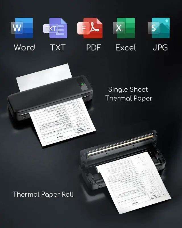 Alt view image 4 of 5 - TATTMUSE Portable Thermal Printer Set with Carry Case & 200 Sheets 8.5" x 11" US Letter Thermal Paper