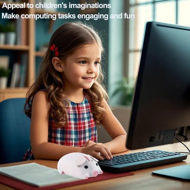 Alt view image 2 of 5 - Wireless Mouse Cute Pig Design Bluetooth Dual Mode Portable Compact Lightweight Silent Optical Kawaii Mice for PC Laptop Computer Tablet Macbook Pro/Air Kids Girls Student School Office Gift White