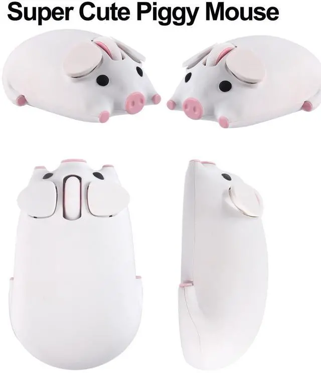 Alt view image 3 of 5 - Wireless Mouse Cute Pig Design Bluetooth Dual Mode Portable Compact Lightweight Silent Optical Kawaii Mice for PC Laptop Computer Tablet Macbook Pro/Air Kids Girls Student School Office Gift White