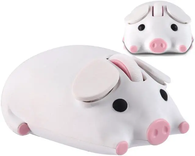 Main image of Wireless Mouse Cute Pig Design Bluetooth Dual Mode Portable Compact Lightweight Silent Optical Kawaii Mice for PC Laptop Computer Tablet Macbook Pro/Air Kids Girls Student School Office Gift White