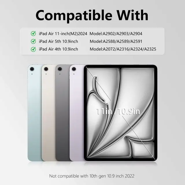 Alt view image 2 of 5 - SZPSGC Case for iPad Air 11 inch (M3/M2, 2025/2024)/ iPad Air 5th 4th Generation with Keyboard, 7 Colors Backlit Detachable Wireless Keyboard Cover with Pencil Holder, Black