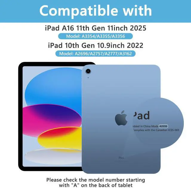 Alt view image 2 of 5 - TaIYanG for iPad A16 11/10th Generation Case with Keyboard- Detachable Bluetooth Keyboard Case with Pencil Holder, Thin & Light- Folio Cover for iPad 11 inch A16 2025 10th Gen 10.9 Inch 2022 (Blue)