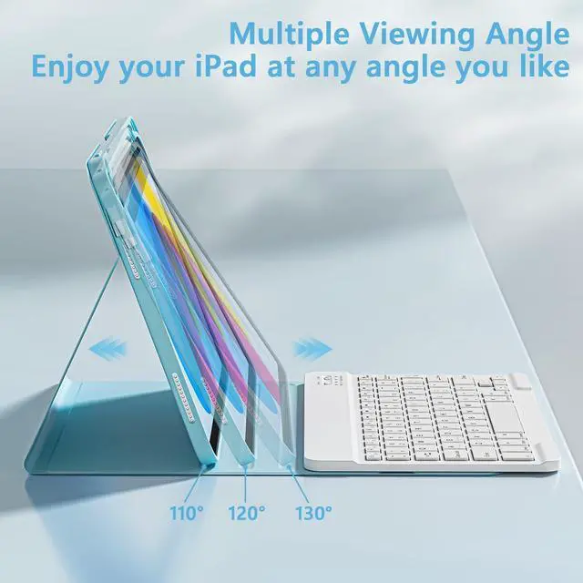 Alt view image 5 of 5 - TaIYanG for iPad A16 11/10th Generation Case with Keyboard- Detachable Bluetooth Keyboard Case with Pencil Holder, Thin & Light- Folio Cover for iPad 11 inch A16 2025 10th Gen 10.9 Inch 2022 (Blue)