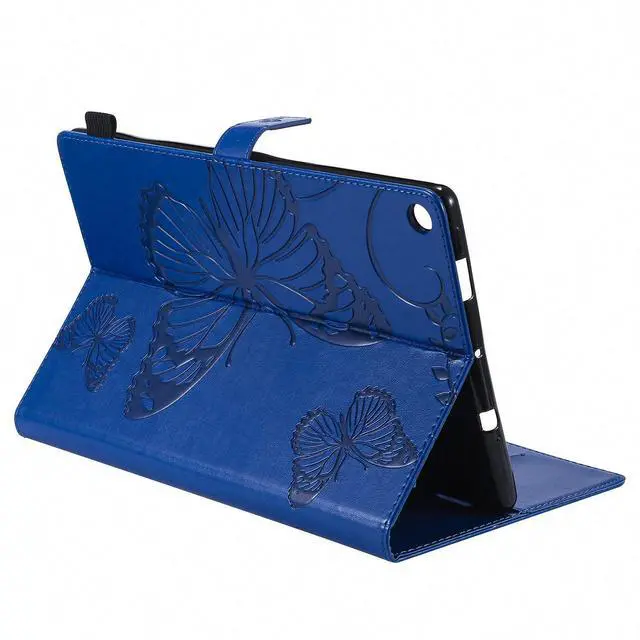 Alt view image 4 of 5 - Wallet Case for Fire HD 10 (9th/7th/5th Generation, 2019/2017/2015), Techcircle Butterflies Embossed Stand Folding Cover with Card/Cash Holder, for  Fire HD 10.1" Tablet, Auto Sleep/Wake, Navy
