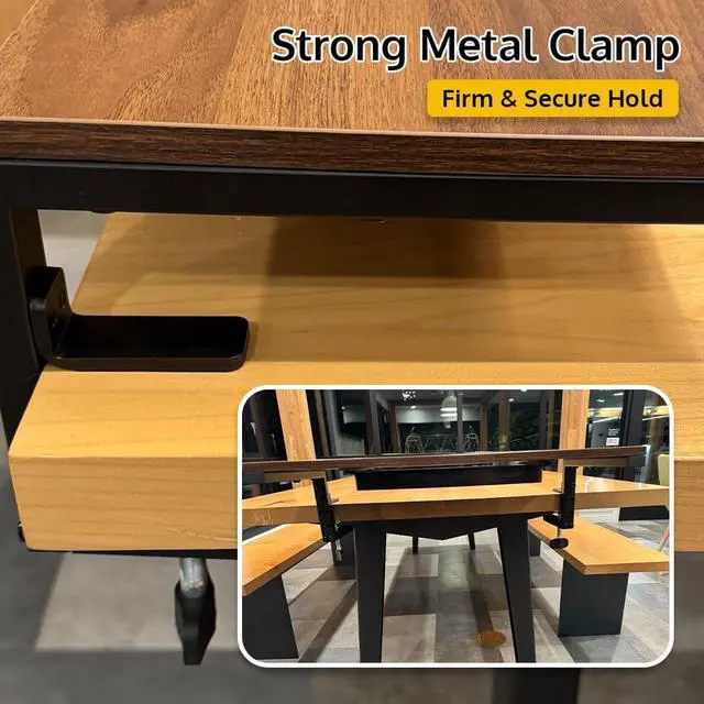 Alt view image 4 of 5 - ThriveHive Clamp on Desk Shelf Monitor Rise Laptop Stand - Dark Brown