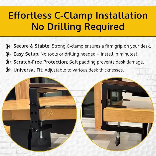 Alt view image 5 of 5 - ThriveHive Clamp on Desk Shelf Monitor Rise Laptop Stand - Dark Brown