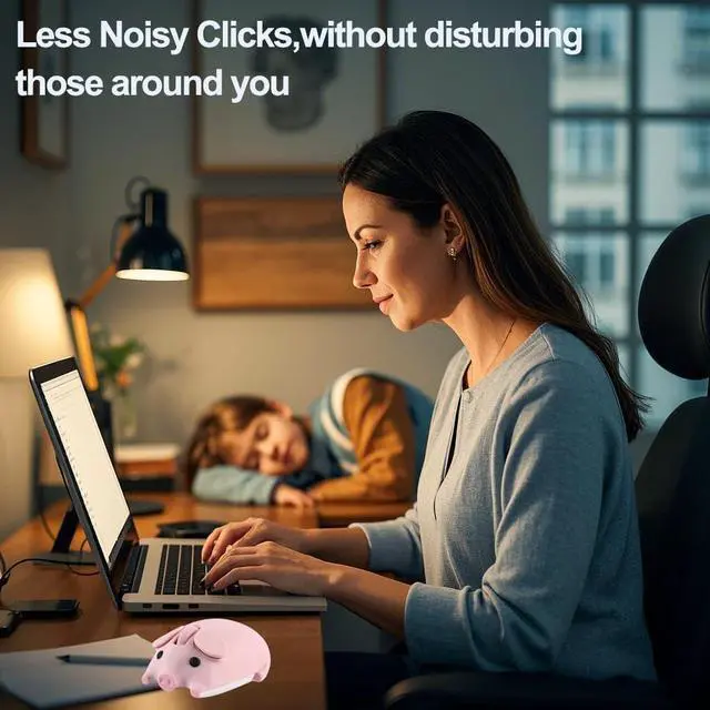 Alt view image 5 of 5 - Wireless Mouse Pink Cute Pig Design Bluetooth Dual Mode Portable Compact Lightweight Silent Optical Kawaii Mice for PC Laptop Computer Tablet Macbook Pro/Air Kids Girls Student Home School Office Gift