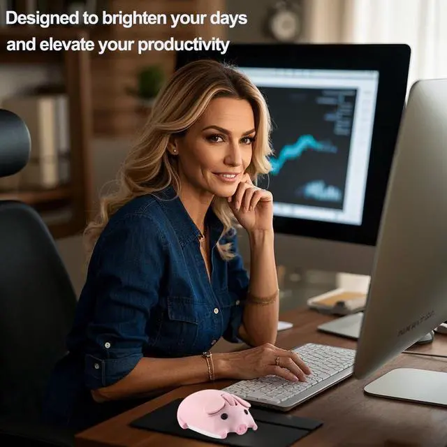 Alt view image 4 of 5 - Wireless Mouse Pink Cute Pig Design Bluetooth Dual Mode Portable Compact Lightweight Silent Optical Kawaii Mice for PC Laptop Computer Tablet Macbook Pro/Air Kids Girls Student Home School Office Gift