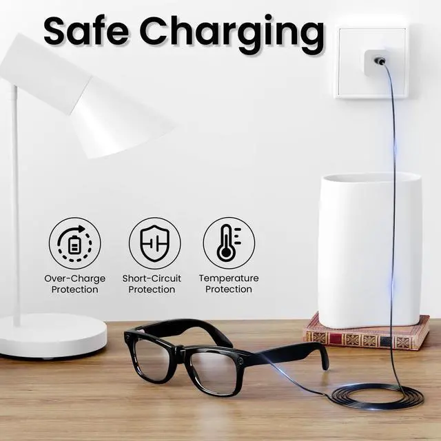 Alt view image 5 of 5 - Replacement USB-C Charging Cable Compatible with Ray-Ban Meta Wayfarer/Skyler/Headliner Smart Sunglasses, Connect Sunglasses to Charge Without Charging Case, for Ray-Ban Meta Accessories