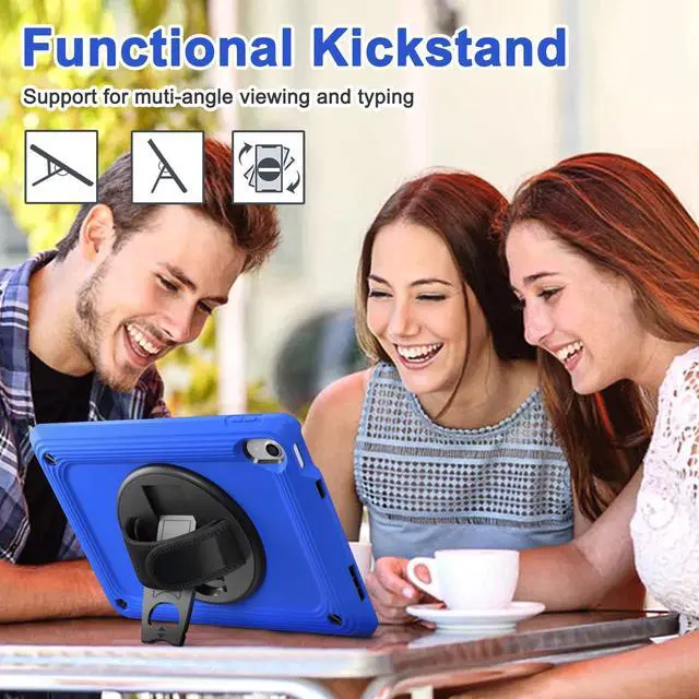 Alt view image 4 of 5 - TSQQST Case for iPad (A16) 11th/10th Generation Cool Design for Men 10.9 Inch 2025 2022 | Heavy Duty Protection with Screen Protector for Field Work | Strap for Use On The Go | Navy Blue