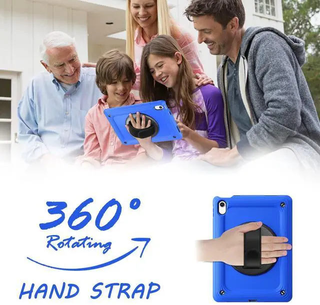 Alt view image 5 of 5 - TSQQST Case for iPad (A16) 11th/10th Generation Cool Design for Men 10.9 Inch 2025 2022 | Heavy Duty Protection with Screen Protector for Field Work | Strap for Use On The Go | Navy Blue