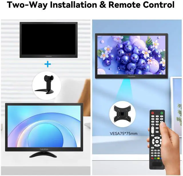 Alt view image 4 of 5 - Thinlerain 15.6 Inch Computer Monitor 1600x900 Small PC Monitor with HDMI VGA AV BNC USB Ports, 60Hz, 5Ms, VESA, Remote Control, Mini Display Built-in Speakers for Office Home