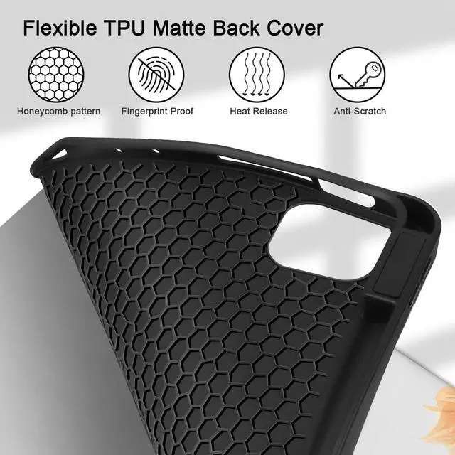 Alt view image 4 of 5 - Tuiklol for iPad Pro 11 inch Case (5th Generation 2024) M4 Chip - Support Pencil 2rd / USB-C Holder, Slim TPU Protective Stand Back Cover with Smart Trifold Stand Auto Wake/Sleep,Big Flowers