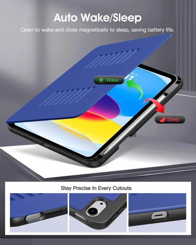 Alt view image 5 of 5 - TiMOVO Case for iPad (A16) 11th Generation 11 Inch 2025, iPad 10th Generation Case 10.9 Inch 2022, Adjustable Multiple Viewing Angles Protective Cover with Pencil Holder, Auto Wake/Sleep, Indigo