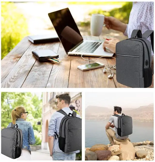Alt view image 2 of 5 - TITILT Laptop Backpack for Men Women, Travel Business Backpack with USB Charging Port and Anti Theft Pocket, Fits 17 Inch Laptop,Grey