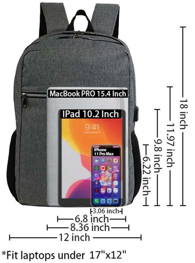 Alt view image 4 of 5 - TITILT Laptop Backpack for Men Women, Travel Business Backpack with USB Charging Port and Anti Theft Pocket, Fits 17 Inch Laptop,Grey