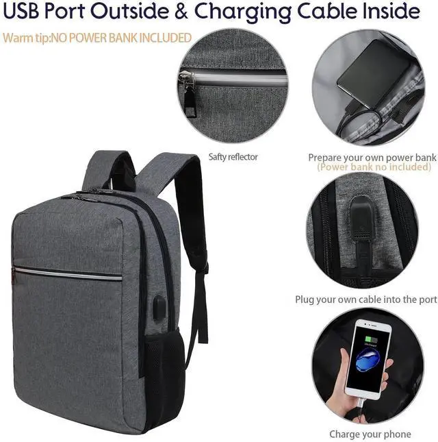 Alt view image 5 of 5 - TITILT Laptop Backpack for Men Women, Travel Business Backpack with USB Charging Port and Anti Theft Pocket, Fits 17 Inch Laptop,Grey