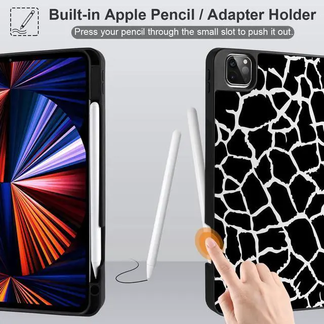 Alt view image 3 of 5 - TWOLSKOO Case for iPad Pro 11-inch 4th Generation 2022, [Built-in Pencil Holder] Trifold Stand & Auto Wake/Sleep, Shockproof Cover Soft Back Shell, Also Fit iPad Pro 11" 3rd/2nd/1st Gen, Giraffe