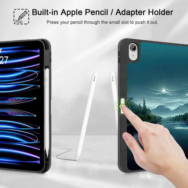 Alt view image 3 of 5 - Tuiklol Case for iPad 11 inch (A16 Chip) 2025 Generation 11th / iPad 10.9 inch 2022 10th Gen,Slim Stand Hard Case Pencil Holder with TPU Back Cover & Trifold Stand & Auto Wake/Sleep, Night Forest