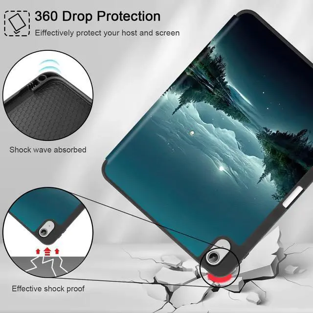 Alt view image 5 of 5 - Tuiklol Case for iPad 11 inch (A16 Chip) 2025 Generation 11th / iPad 10.9 inch 2022 10th Gen,Slim Stand Hard Case Pencil Holder with TPU Back Cover & Trifold Stand & Auto Wake/Sleep, Night Forest