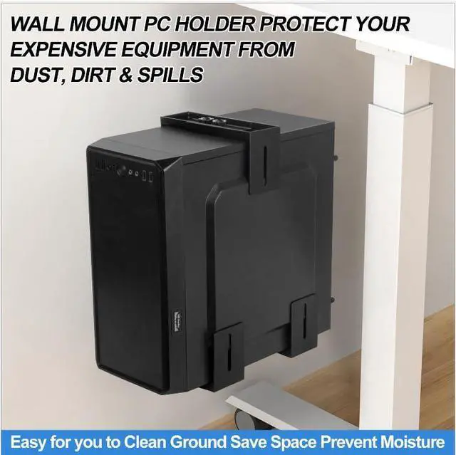 Alt view image 5 of 5 - PC Wall Mount Adjustable Bracket Open Frame, Width Adjustable from 5.2" to 8.5", Thickened Steel Computer Tower Wall Mount for Full Tower Computer, PC Holder for Home Office Computer Case CPU Holder