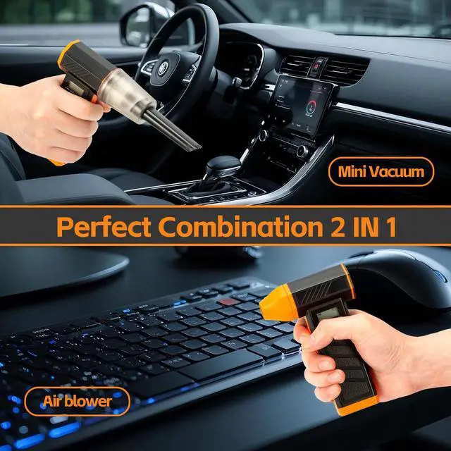 Alt view image 2 of 5 - Compressed Air Duster-130000RPM Rechargeable Air Blower& Computer Vacuum Cleaner 2 in 1 with LED Light, 4 Gear Adjustable Cordless Electric Air Duster for Keyboard Car Outdoor and House