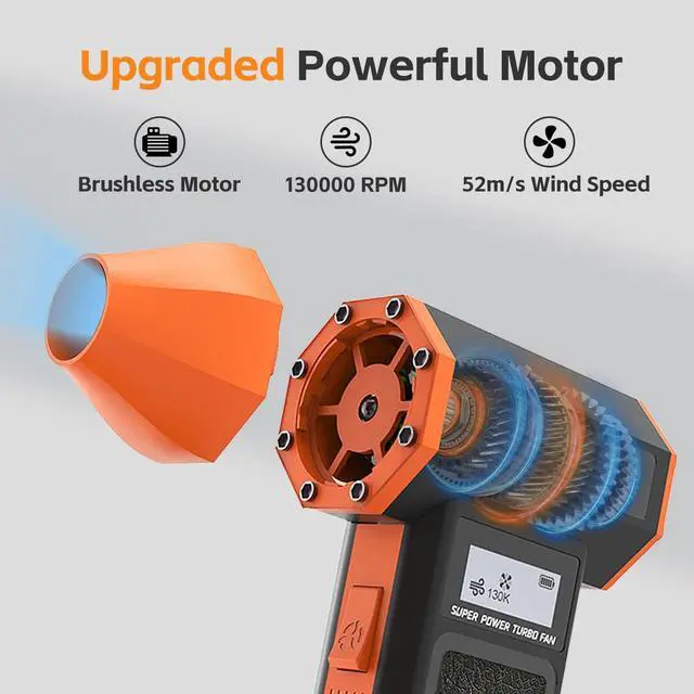 Alt view image 3 of 5 - Compressed Air Duster-130000RPM Rechargeable Air Blower& Computer Vacuum Cleaner 2 in 1 with LED Light, 4 Gear Adjustable Cordless Electric Air Duster for Keyboard Car Outdoor and House