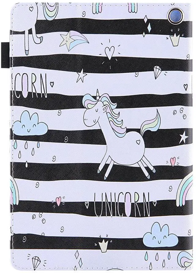 Alt view image 5 of 5 - UUcovers for All-New  Kindle Fire HD 10 & Fire HD 10 Plus 10.1 inch Case (Only Fits 11th Generation 2021 Release) with Pencil Holder [Auto Sleep/Wake] Stand PU Leather Cover, White Unicorn Horse